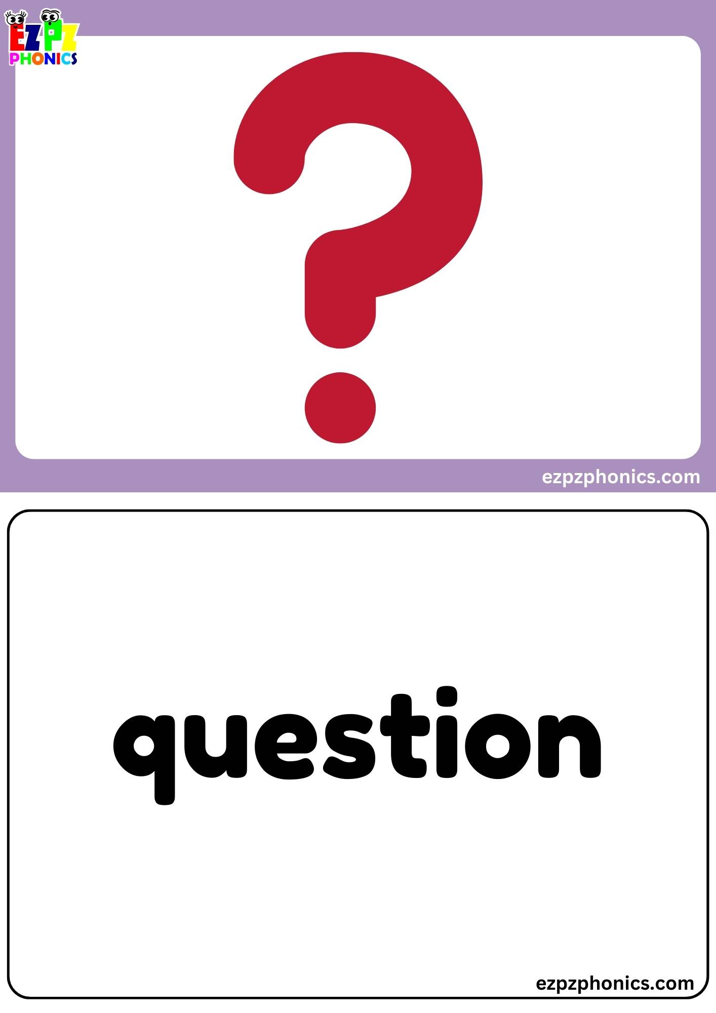 Letter Q Free Kindergarten Phonics Alphabet Letter Sounds Flashcards. Words on the Back